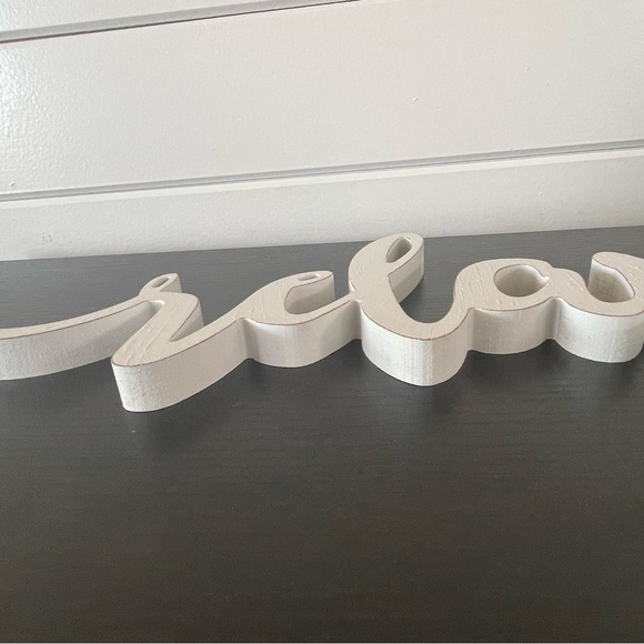 $15 SALE Elegant White Relax Script Wall Art Beach Ocean Wave Mermaid Tail Wood - Picture 8 of 9